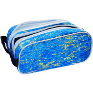 Penar școlar, 2 compartimente, neechipat, textil, model artist, albastru, 21x10x7.5 cm